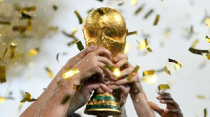 A photo of the FIFA World Cup trophy