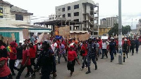 The protesters stormed the streets of Accra