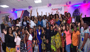 A Group Photo Of AirtelTigo Female Employees And Speakers