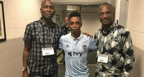 Latiff Blessing (middle) with Joe Addo and Black Stars coach, Kwesi Appiah