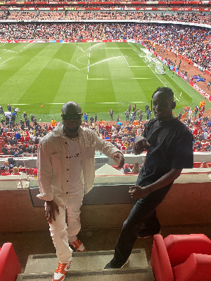 King Promise and Mr Eazi were at the Emirates stadium on Sunday