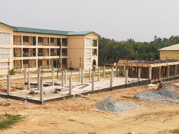 The construction site of a 12-unit classroom block