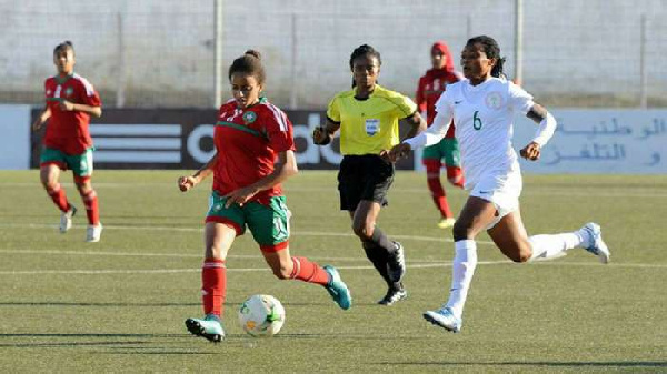 The Moroccan U-20 female side in action against Nigeria