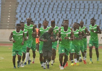 Karela FC training at the Cape Coast Stadium before the match