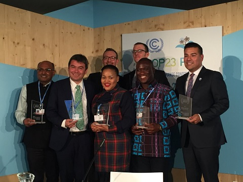 Hassan Tampuli (second right) with other awardees at the Climate Change Summit