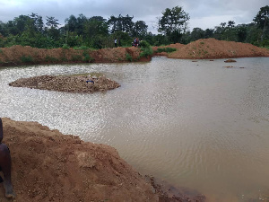 File Photo: An abandoned galamsey land