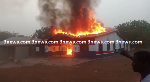 The entire building was set ablaze around 5:00pm Tuesday