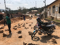 Youth in Jasikan blocked the road due to its poor state