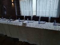 The table allocated for members of the party was left empty