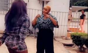 Eno Barony and MzGee imitating Sister Afia and Freda Rhymz's fight