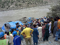 An explosive-laden Car rammed into one of the two shuttle buses carrying Chinese workers