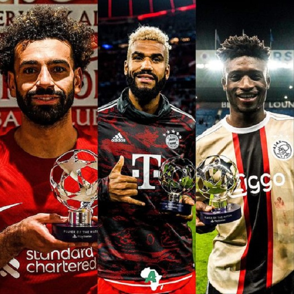 L-R: Mohammed Salah, Eric Choupo-Moting and Mohammed Kudus