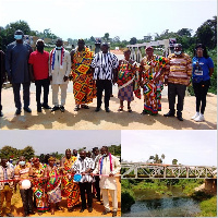 Vice President Dr. Mahamudu Bawumia, commissioning the steel bridge at New Ayoma