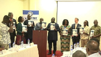 Deputy Minister for Fisheries and Aquaculture Development, Moses Anim (middle) and stakeholders