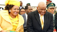 Prime Minister Thomas Thabane (R) attended his inauguration with his current wife (AFP)