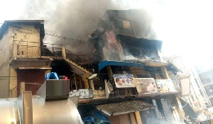 An inferno gutted a part of the Makola market on July 5, 2021