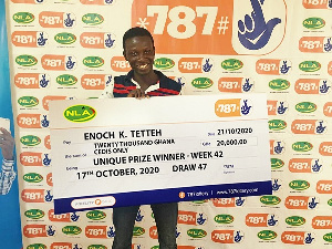 Enoch Kojo Tetteh wins GHS 20,000 787-NLA cash prize