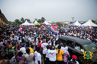 Supporters of the ruling party at a rally