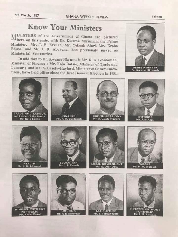 These 12 ministers served under Kwame Nkrumah's first government