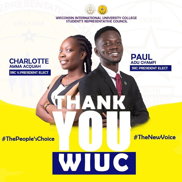 Newly appointed SRC executives President and Vice president, Paul Adu and Charlotte Amma