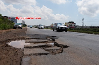 Tema Motorway has a number of potholes