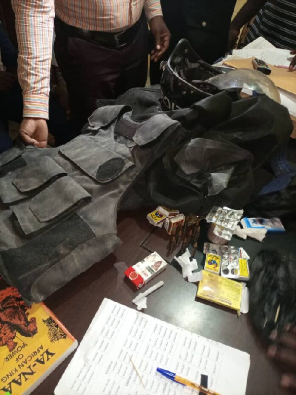 A photo of the items taken from the suspect's room