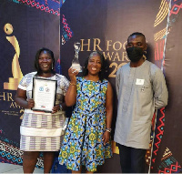 HR Team of Nyaho Medical Centre, displaying the awards at the event.