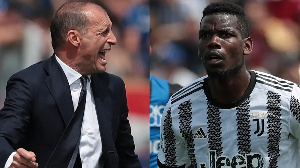 Massimiliano Allegri (left), Paul Pogba (right)