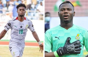 Hearts striker, Daniel Afriyie and Kotoko goalkeeper, Danlad Ibrahim