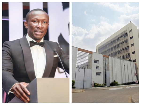 Photo collage of Nana Kwame Bediako (Cheddar) and Bank of Ghana Headquarters