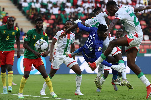 Camroon goalkeeper, Andre Onana in action against Burkina Faso