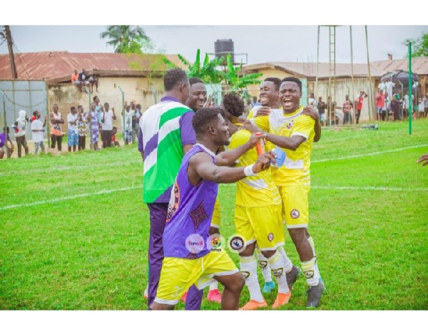 Berekum Chelsea jubilates after securing a win against Kotoko