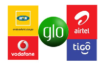 File photo of the logos of telcos operating in Ghana