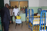 President Mahama inspecting the facilities at the hospital