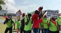 Protesters on the street of Accra earlier today