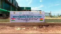 Signage at the Komenda Sugar Factory