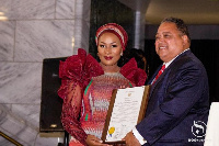 Samira Bawumia receives a plaque in the US