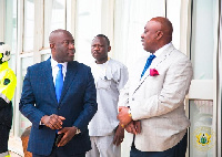 Information Minister Kojo Oppong Nkrumah with Carlos Ahenkorah, Deputy Trade Minister