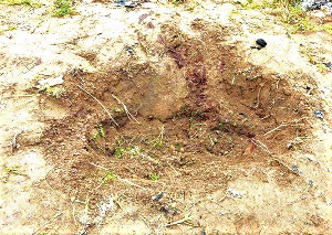 A shallow grave where one of the body's was found