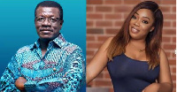 Pastor Mensah Otabil (L) and Moesha Boduong (R)