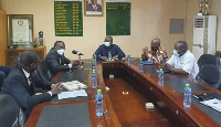 Christian Nti (second from left) briefing Professor Amin Alhassan (middle) and other directors