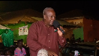 Former President John Dramani Mahama addressing the people of Ajumako