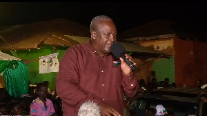 Former President John Dramani Mahama addressing the people of Ajumako