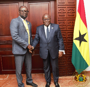 President Akufo-Addo with the new GFA President, Kurt Edwin Simeon Okraku