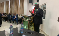 Kojo Oppong Nkrumah addressing the diplomats