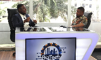 Kwesi Kwofie (Left), CEO of Dataware speaking GhanaWeb TV BizTech