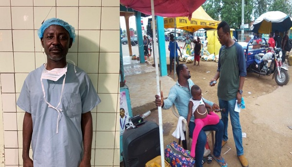 KATH's Dr Michael Amoah (left) and one of the 150 children who had their throats