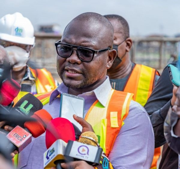 Minister of Works and Housing, Francis Asenso-Boakye, speaking to the media