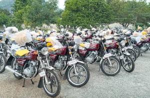 The 35 motorbikes donated