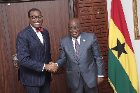 President Akufo-Addo shaking hands with Dr. Akinwumi A. Adesina